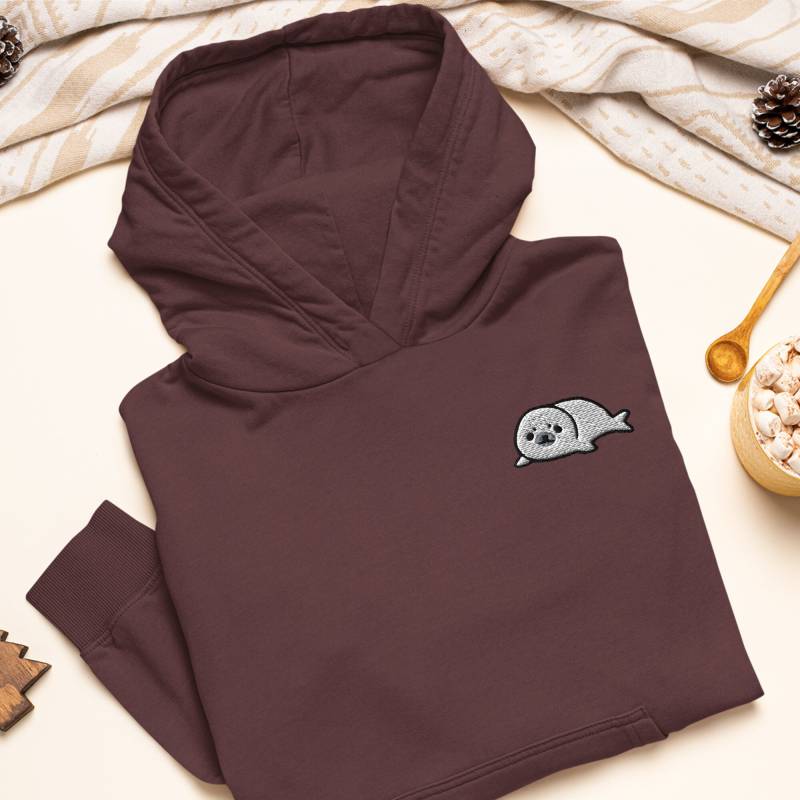 Süßer Bestickter Hoodie Schwere Mischung Aus Baumwolle Und Polyester, Unisex Fit von TofuTigerStudio