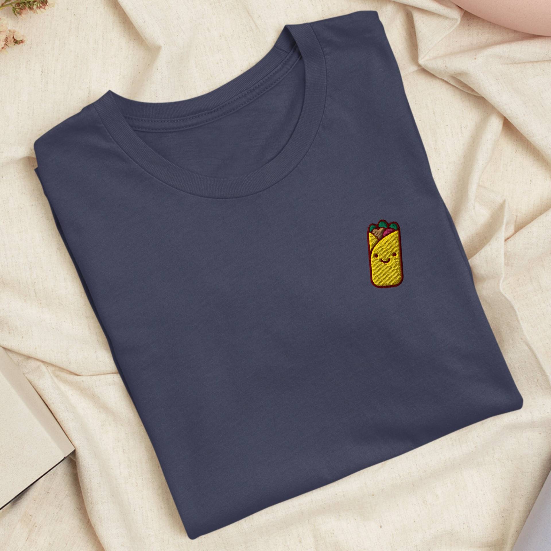 Süßes Burrito Besticktes T-Shirt Mit Bequemem Stretch - Weich, Leicht, Verschiedene Farben von TofuTigerStudio