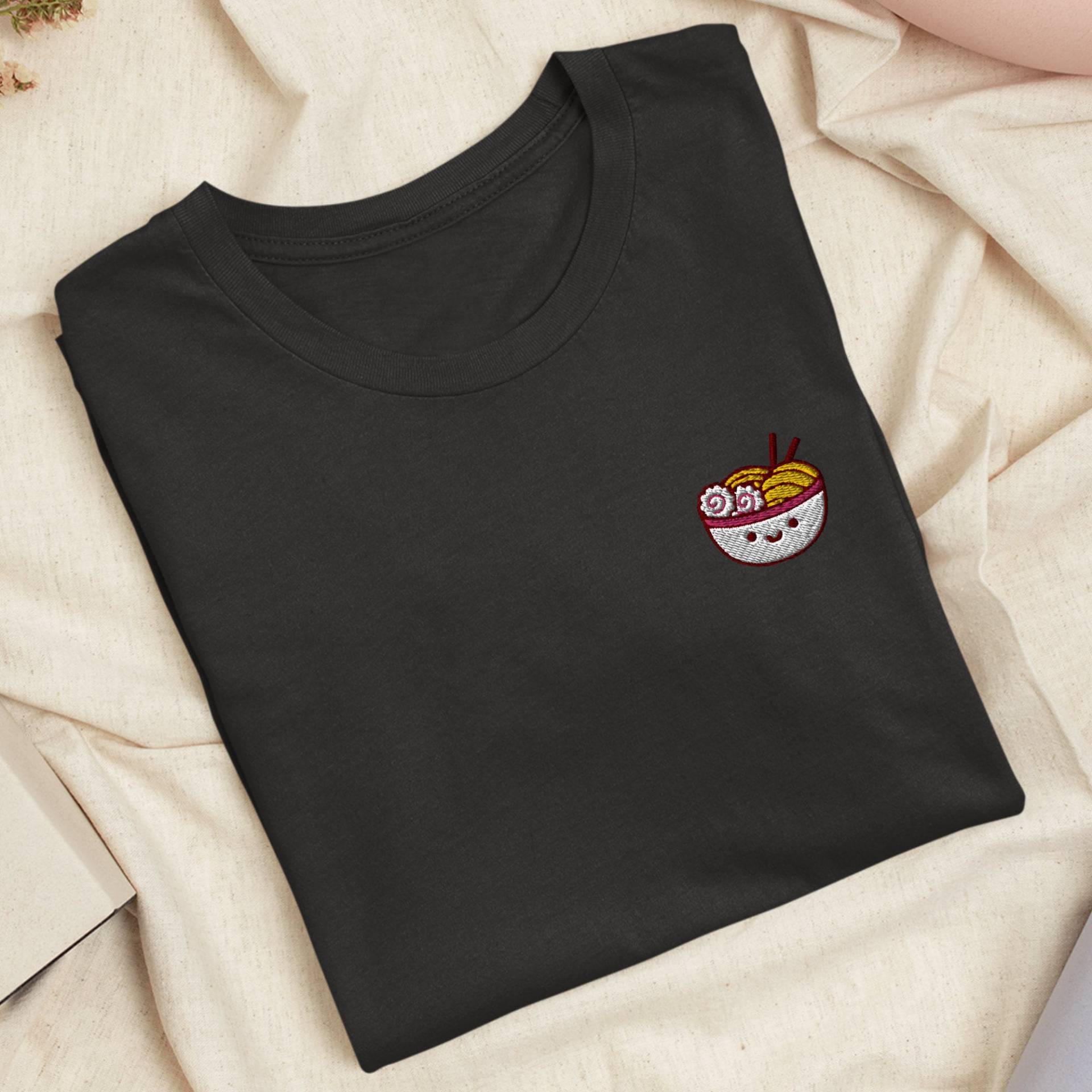 Niedliches Ramen Besticktes T-Shirt Mit Bequemem Stretch - Weich, Leicht, Verschiedene Farben von TofuTigerStudio