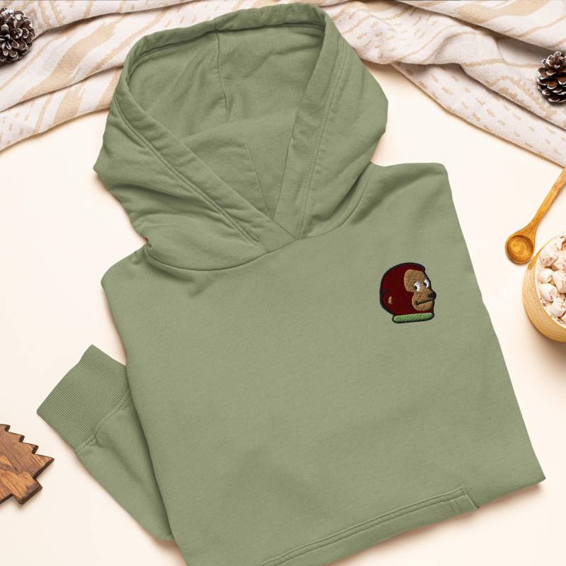 Unbeholfener Side Eye Monkey Bestickter Hoodie Schwere Mischung Aus Baumwolle Und Polyester, Unisex-Passform von TofuTigerStudio