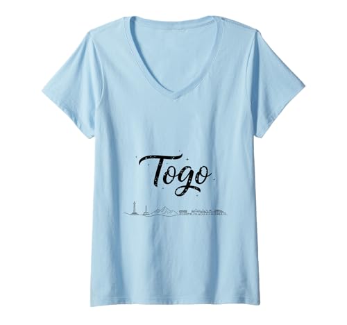 Damen Togo Skyline Reise Urlaub Outfits T-Shirt mit V-Ausschnitt von Togo Casual Clothes T-Shirts