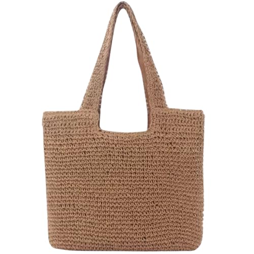 Toguma Stroh Tote Handtaschen Strandtasche für Frauen, strand Handgemachte Geldbörse für Sommer Schulter Handtaschen Weben Schwimmen Einkaufen Reisetasche für Urlaub (Braun) von Toguma