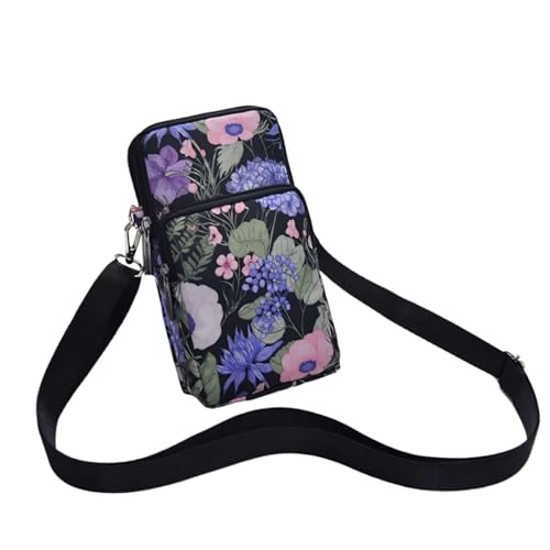 Tohrugue Kleine Umhängetasche für Damen, kleine Geldbörse für Telefonhandtasche, Oxford-Stoff, Umhängetasche, Damen, verstellbarer und abnehmbarer Schultergurt, Violette Blumen Tohrugue Kleine Umhängetasche für Damen, kleine Geldbörse für Telefonhandtasche, Oxford-Stoff, Umhängetasche, Damen, verstellbarer und abnehmbarer Schultergurt, Violette Blumen von Tohrugue