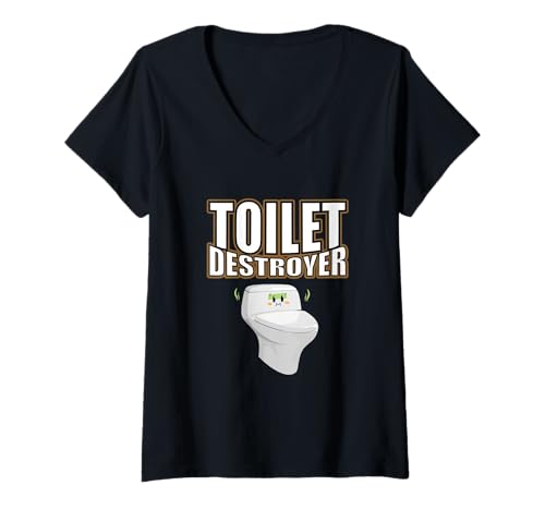Damen Lustiger Kackhaufen Humor Badezimmer Spruch WC Zerstörer T-Shirt mit V-Ausschnitt Damen Lustiger Kackhaufen Humor Badezimmer Spruch WC Zerstörer T-Shirt mit V-Ausschnitt von Toilet Destroyer Sarcastic Saying Gift