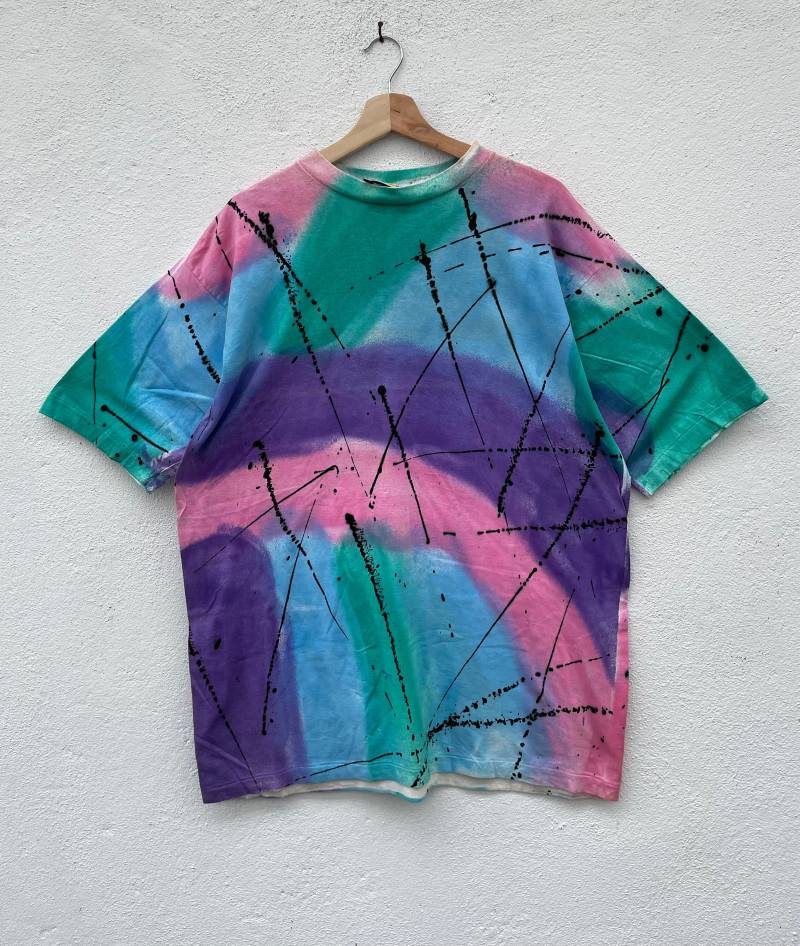 Seltenes Vintage 90Er Jahre Motiv Multicolour Art Abstracts Design T Shirt One Size Fits All Made in Usa Over Print T Hip Hop Rare von TokMungVintage