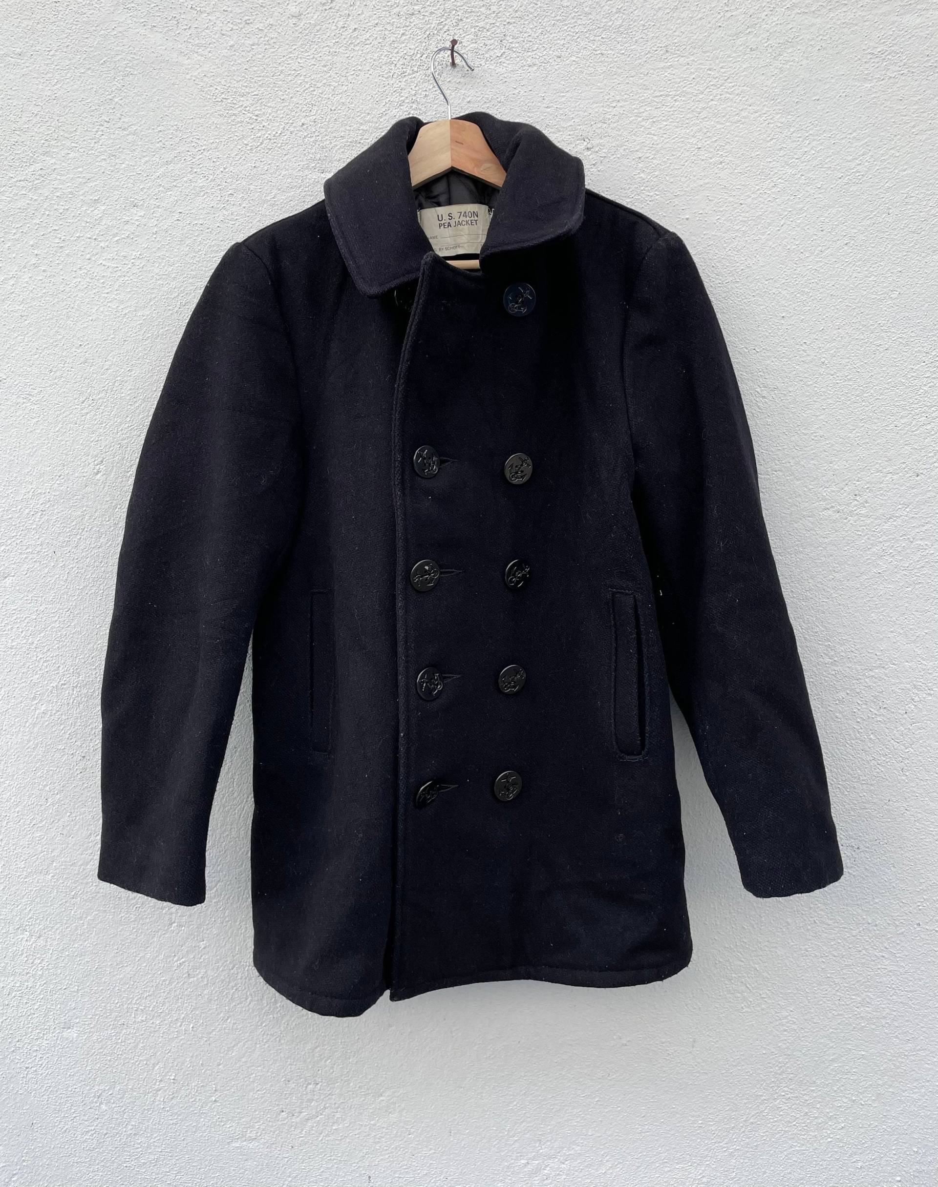 Vintage Us 740 N Pea Jacket Navy Wolle Von Schott Made in Usa Größe 36 von TokMungVintage