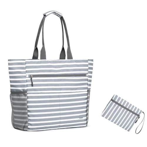 Tokaneit Leichte Strandtasche mit Mehreren Taschen für Damen,Faltbare Strandtasche mit Reißverschluss,Wasserdicht Badetasche,Strandrucksack,Pooltasche,Anti Sandsäcke,Faltbare Handtaschen 35L von Tokaneit
