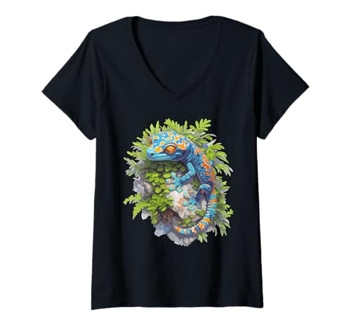 Damen Tokeh Gecko Tokeh T-Shirt mit V-Ausschnitt Damen Tokeh Gecko Tokeh T-Shirt mit V-Ausschnitt von Tokeh Gecko Tokeh Tier Shop