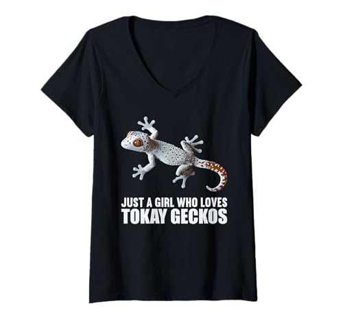 Damen Tokeh Gecko Tokeh T-Shirt mit V-Ausschnitt von Tokeh Gecko Tokeh Tier Shop