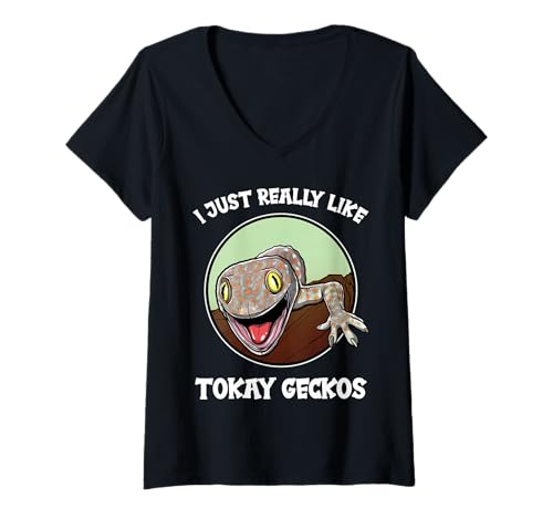 Damen Tokehs Tokay Tokeh T-Shirt mit V-Ausschnitt Damen Tokehs Tokay Tokeh T-Shirt mit V-Ausschnitt von Tokehs Tokeh Tier Shop