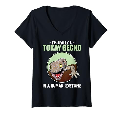 Damen Tokehs Tokay Tokeh T-Shirt mit V-Ausschnitt Damen Tokehs Tokay Tokeh T-Shirt mit V-Ausschnitt von Tokehs Tokeh Tier Shop