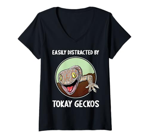 Damen Tokehs Tokay Tokeh T-Shirt mit V-Ausschnitt Damen Tokehs Tokay Tokeh T-Shirt mit V-Ausschnitt von Tokehs Tokeh Tier Shop