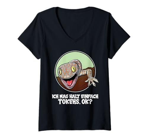 Damen Tokehs Tokay Tokeh T-Shirt mit V-Ausschnitt Damen Tokehs Tokay Tokeh T-Shirt mit V-Ausschnitt von Tokehs Tokeh Tier Shop