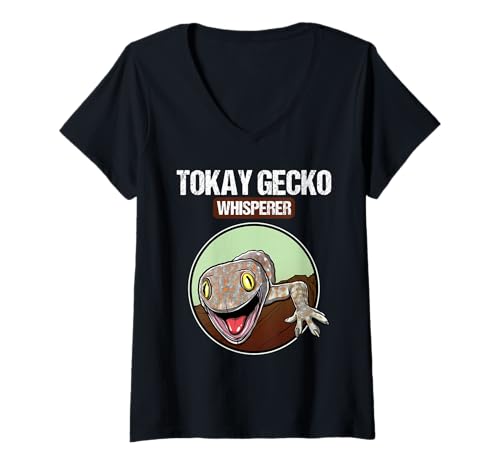 Damen Tokehs Tokay Tokeh T-Shirt mit V-Ausschnitt Damen Tokehs Tokay Tokeh T-Shirt mit V-Ausschnitt von Tokehs Tokeh Tier Shop