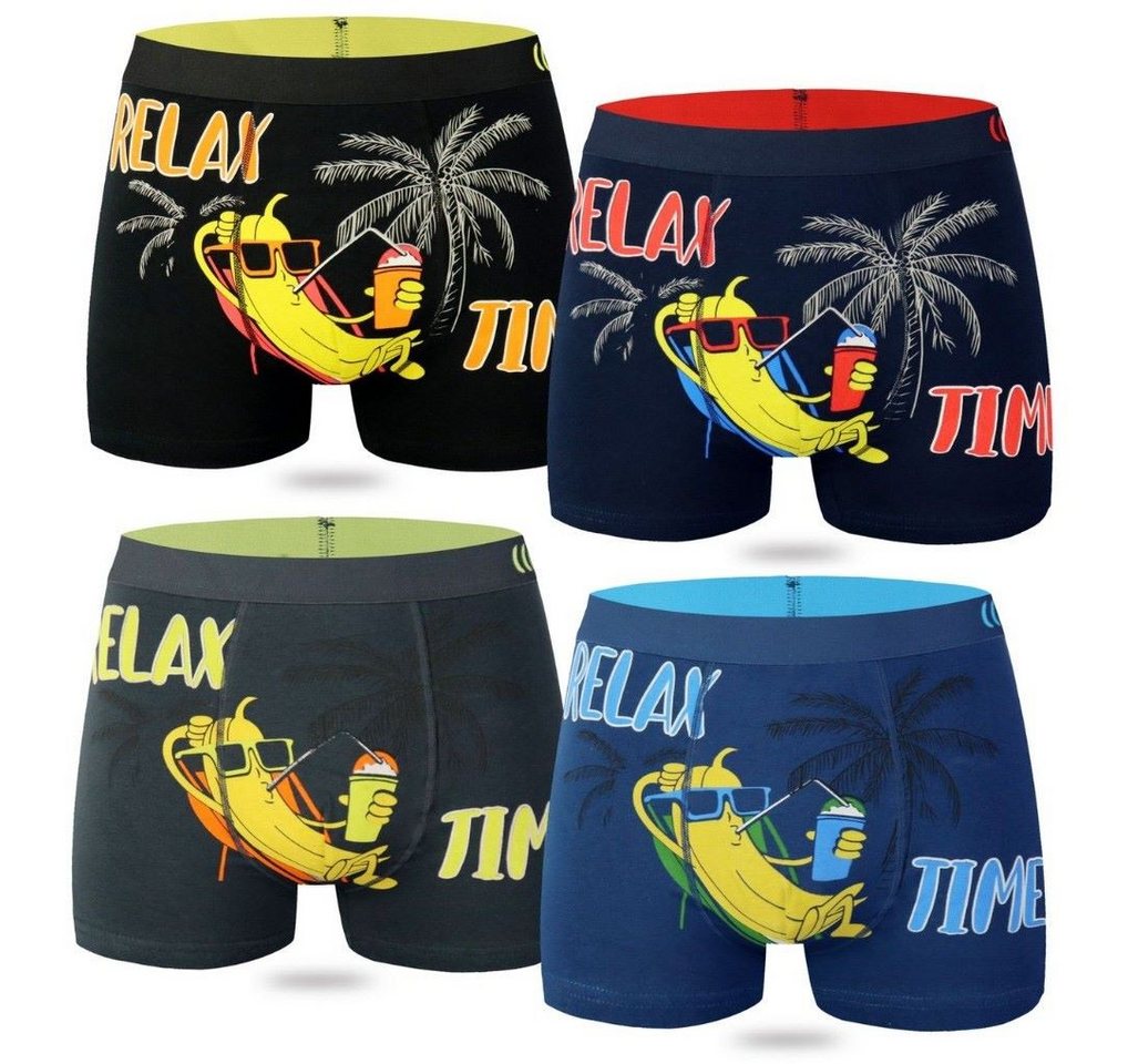 Toker Collection® Boxershorts Herren Boxershort mit lustigen Bananen Motiven (Packung, 4er Pack) Relax Time von Toker Collection®