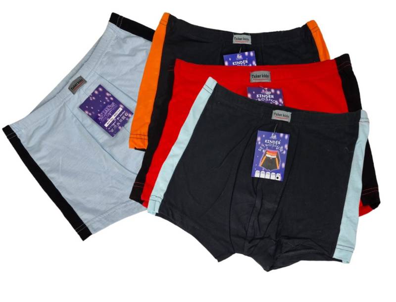 Toker Collection® Boxershorts KINDER Boxershorts - Retro Short- American Boxer (Packung, 4er-Pack) Logoschriftzug am Wäschebund von Toker Collection®