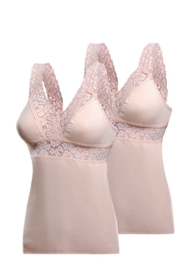 Toker Collection® Funktionsunterhemd Damen BH Hemd ohne Bügel mit weicher elastischer Spitze im 2er Pack (Packung, 2er Pack) aus reiner Baumwolle, mit elastischer Spitze von Toker Collection®