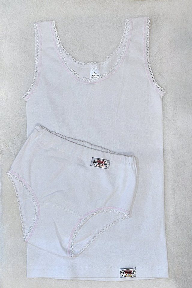 Toker Collection® Unterhemd Mädchen Unterwäsche Set 2x Unterhemd & 2x Slip (Packung, 2er-Pack) aus reiner Baumwolle von Toker Collection®