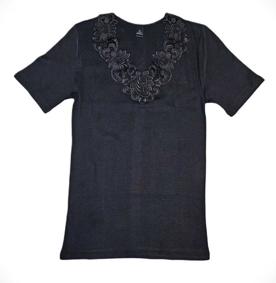 Toker Collection® Unterziehshirt Damenhemd Spencer Halbarm mit extra breiter Spitze (Packung, 1 Stück) aus reiner Baumwolle von Toker Collection®