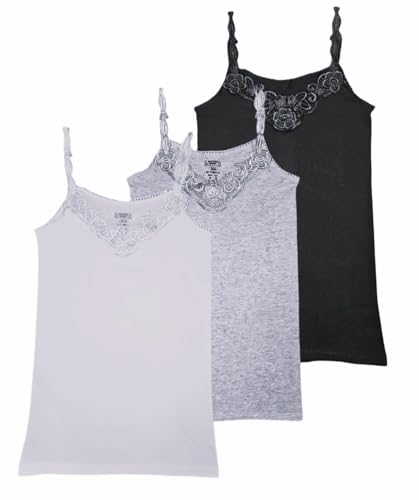 Damen Unterhemd mit elastischen Trägern im 3er Pack, (DE/NL/SE/PL, Numerisch, 44, 46, Regular, Regular, Mix) von Toker Collection