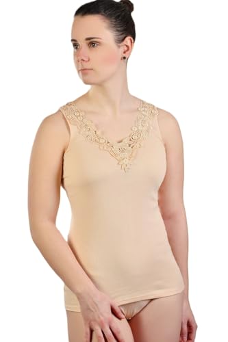 Toker Collection Hübsches Damen Unterhemd mit extra breiter Spitze in versch. Farben von Toker Collection