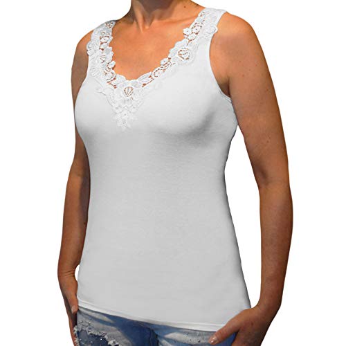 Toker Collection Hübsches Damen Unterhemd mit extra breiter Spitze in versch. Farben von Toker Collection