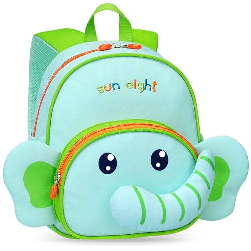 Tokeya Kinderrucksack Jungen Kindergartenrucksack Wasserdicht Vorschule Rucksack Kinder, Süß Elefanten Schulrucksack mit Brustgurt, Leicht Kita Kinderrucksäcke für Baby Kleinkind 1-4 Jahre, Hellgrün von Tokeya