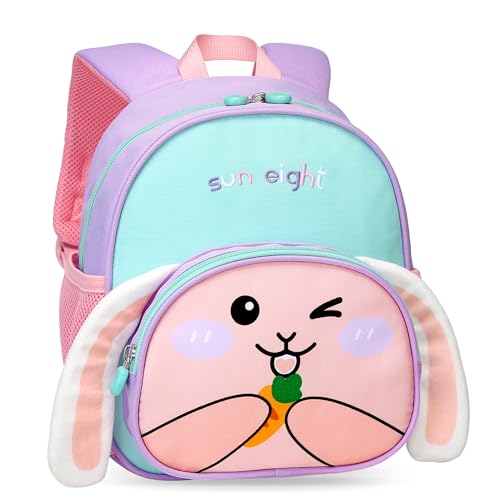 Tokeya Kinderrucksack Mädchen Kindergartenrucksack Wasserdicht Vorschule Rucksack Kinder, Süß Kaninchen Schulrucksack mit Brustgurt, Leicht Kita Kinderrucksäcke für Baby Kleinkind 1-4 Jahre, Lila von Tokeya