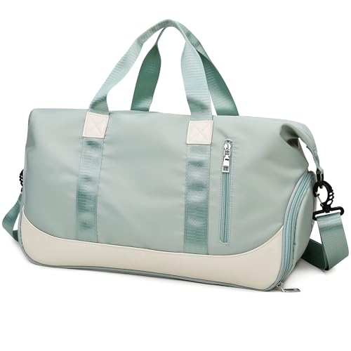 Tokeya Sporttasche 40L mit Schuhfach Nassfach Faltbar Reisetasche für Damen Herren, Groß Wasserdicht Trainingstasche Leicht Handgepäck Weekender Travel Bag für Sport Gym Fitness, Grün von Tokeya