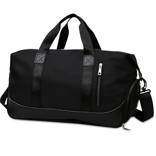 Tokeya Sporttasche 40L mit Schuhfach Nassfach Faltbar Reisetasche für Damen Herren, Groß Wasserdicht Trainingstasche Leicht Handgepäck Weekender Travel Bag für Sport Gym Fitness, Schwarz von Tokeya