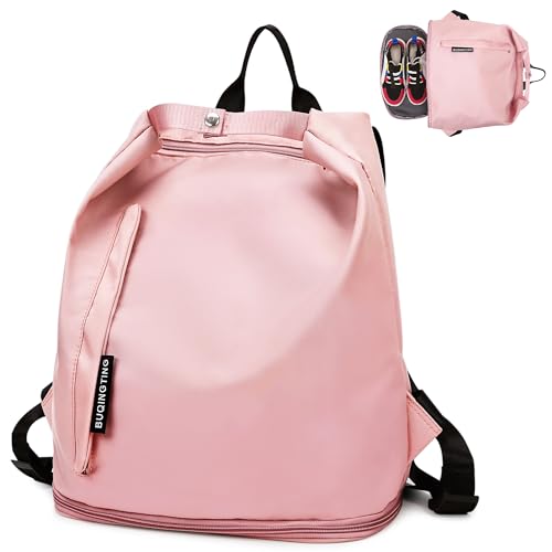 Tokeya Sportrucksack Damen Mädchen, Sporttasche Wasserdicht mit Schuhfach & Nasstasche Leicht Fitnessstudio-Rucksack Klein Freizeit Reisetaschen für Weekend Einkaufen Fitness Schwimmen, Rosa von Tokeya