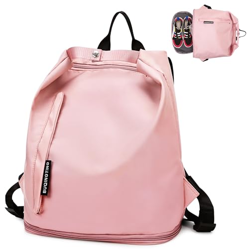 Tokeya Sportrucksack Damen Mädchen, Sporttasche Wasserdicht mit Schuhfach und Nasstasche Leicht Fitnessstudio-Rucksack Klein Freizeit Reisetaschen für Weekend Einkaufen Fitness Schwimmen, Rosa von Tokeya