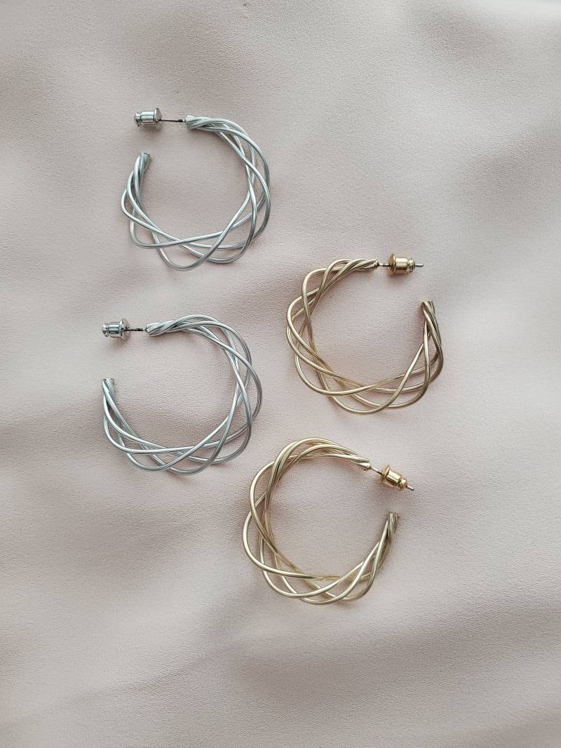 Twist Offene Creolen, Creolen Ohrring Silber, Gold Intertwine Statement Frau Weihnachtsgeschenk Idee von TokkiBoutique