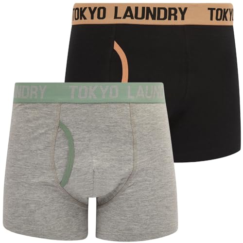 Abbots 3 (2 Pack) Boxer Shorts Set in Cork/Chinois Green - Tokyo Laundry - L von Tokyo Laundry