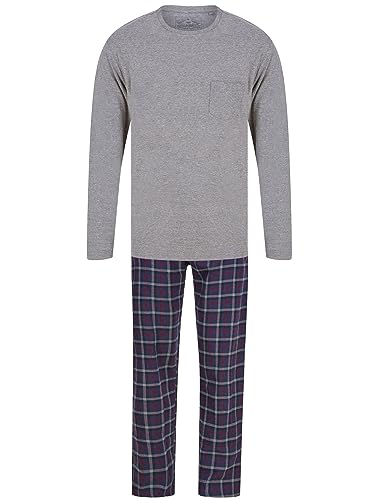 Glencoe 2pc Crew Neck Long Sleeve Cotton Checked Lounge Set in Mid Grey Marl - Tokyo Laundry - L von Tokyo Laundry