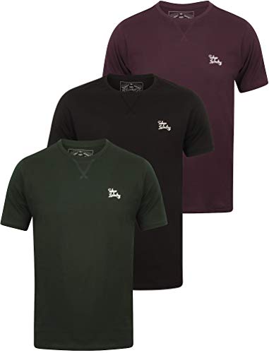 Koppelo (3 Pack) Crew Neck Cotton T-Shirts in Hunter Green / Aubergine / Jet Black – Tokyo Laundry-S von Tokyo Laundry