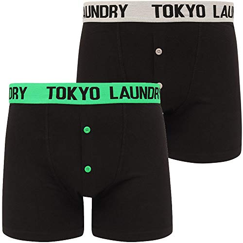 Nelson 2 (2 Pack) Boxer Shorts Set in Light Grey Marl/Bright Green- Tokyo Laundry - S von Tokyo Laundry