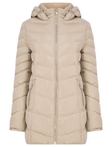 Safflower 2 Longline Quilted Puffer Coat with Hood In Stone - Tokyo Laundry - 8 von Tokyo Laundry