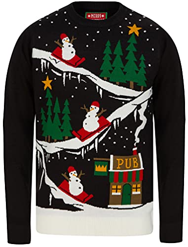 To The Pub 2 Snowman Slide Motif Novelty Christmas Jumper in Black – Merry Christmas - M To The Pub 2 Snowman Slide Motif Novelty Christmas Jumper in Black – Merry Christmas - M von Tokyo Laundry