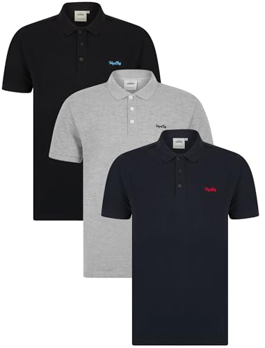 Tokyo Laundry Fayde Herren-Poloshirt, kurzärmelig, Baumwoll-Piqué, 3er-Pack, Sky Captain Navy / Light Grey Marl / Jet Black, M Tokyo Laundry Fayde Herren-Poloshirt, kurzärmelig, Baumwoll-Piqué, 3er-Pack, Sky Captain Navy / Light Grey Marl / Jet Black, M von Tokyo Laundry
