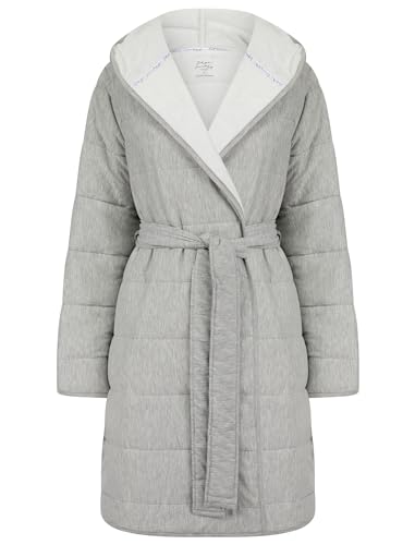 Tokyo Laundry Frankie Damen-Bademantel mit Kapuze, gesteppt, weiches Fleece, zum Binden, grau, 42 von Tokyo Laundry