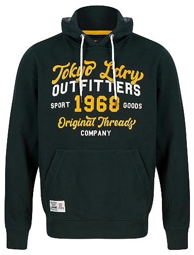 Tokyo Laundry Herren Abatt Retro Graphic Print Brushback Fleece Pullover Hooded Top, Skarabäus Grün, M von Tokyo Laundry