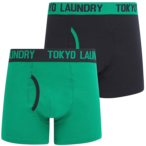 Tokyo Laundry Herren-Boxershorts, 2er-Pack, Budworth - Navy - Green, L von Tokyo Laundry