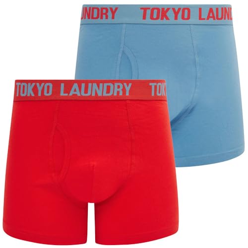 Tokyo Laundry Herren-Boxershorts, 2er-Pack, Hillside 3 - Blissful Blue/Poppy Red, L von Tokyo Laundry