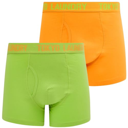 Tokyo Laundry Herren-Boxershorts, 2er-Pack, Hillside 3 - Mock Orange / Opaline Green, L von Tokyo Laundry