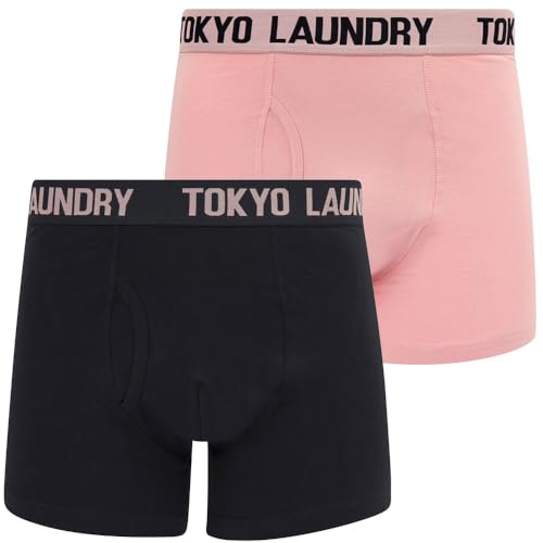 Tokyo Laundry Herren-Boxershorts, 2er-Pack, Hillside 3 - Pink Nectar / Sky Captain Navy, L von Tokyo Laundry