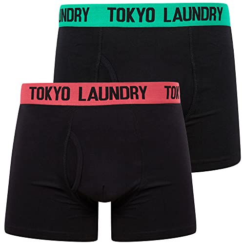 Tokyo Laundry Herren-Boxershorts, 2er-Pack, Schwarz, Southey - Himbeere - Minze, M von Tokyo Laundry