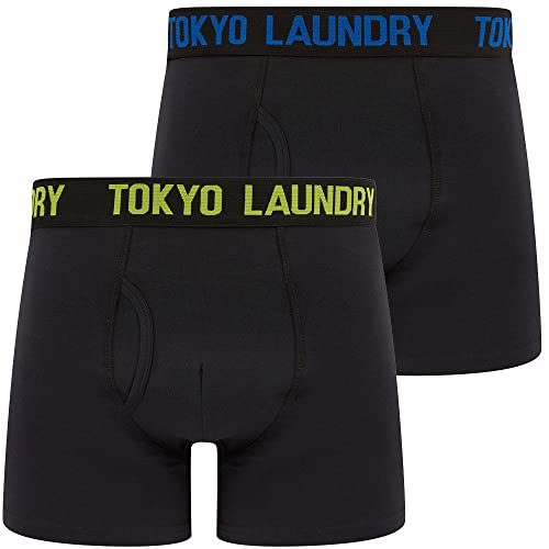 Tokyo Laundry Herren Boxershorts, Schwarz, 2er-Pack, Tilson - Blau - Grün, L von Tokyo Laundry