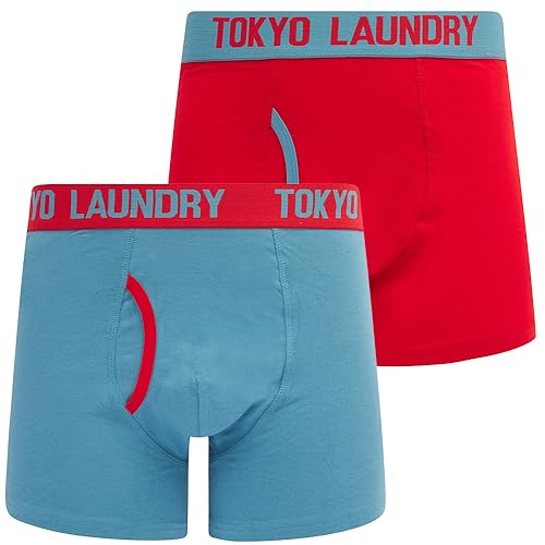 Tokyo Laundry Herren Boxershorts, Schwarz, 2er-Pack, Budworth - Rot - Blau, L von Tokyo Laundry