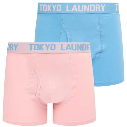 Tokyo Laundry Herren Boxershorts, Schwarz, 2er-Pack, Hillside - Blau-Rosa, L von Tokyo Laundry